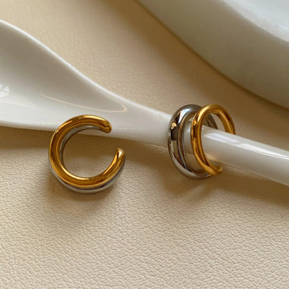 316L Stainless Steel Dual-Tone Ear Cuff (Gold & Silver)