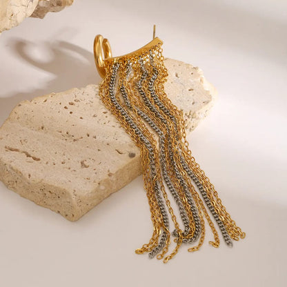 316L Stainless Steel Gold Layered Chain Ear Cuff