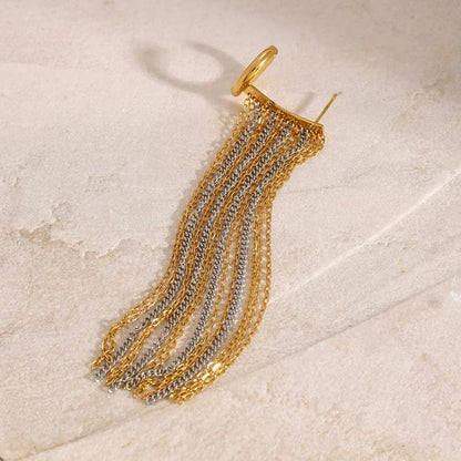 316L Stainless Steel Gold Layered Chain Ear Cuff