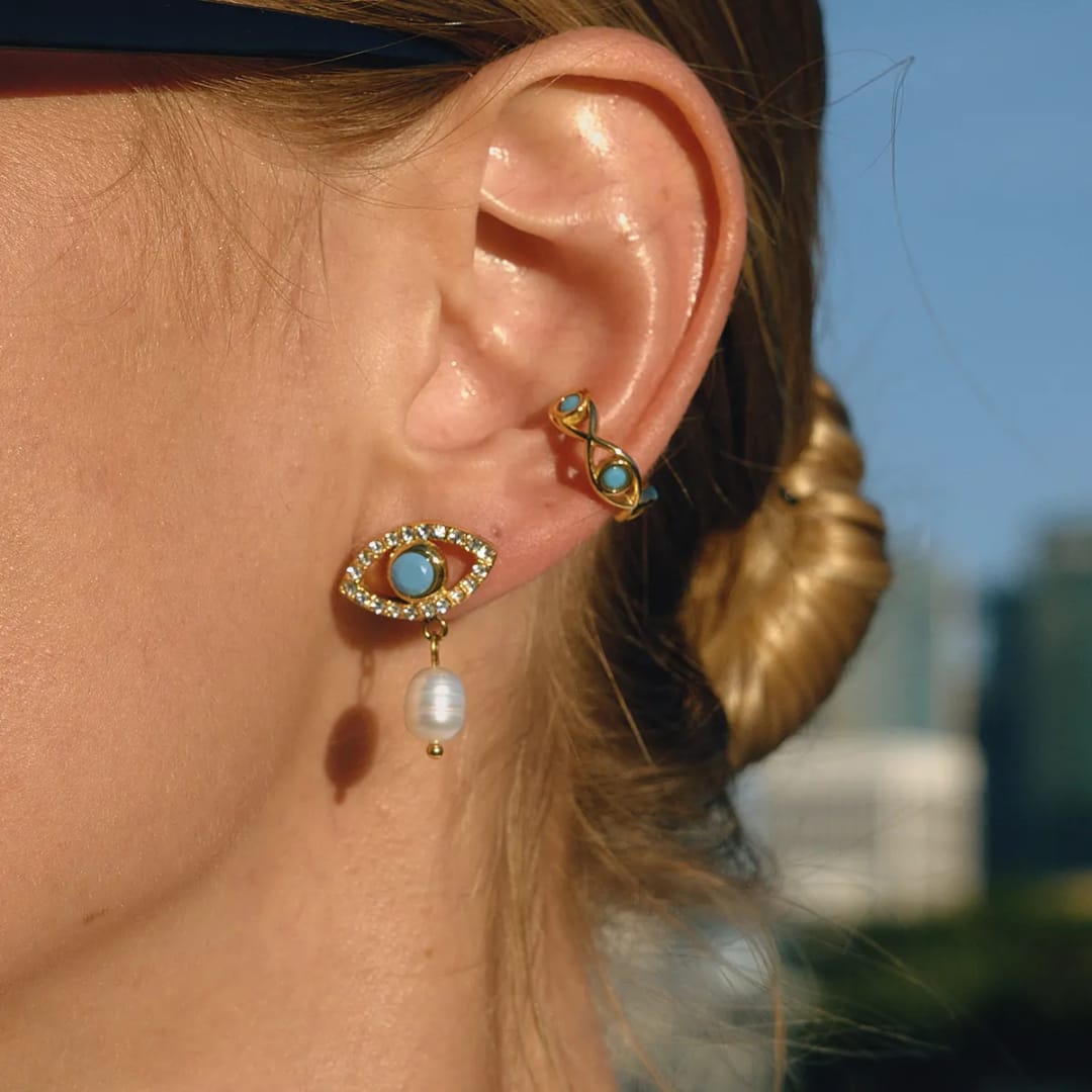 Evil eye Turquoise Ear Cuff