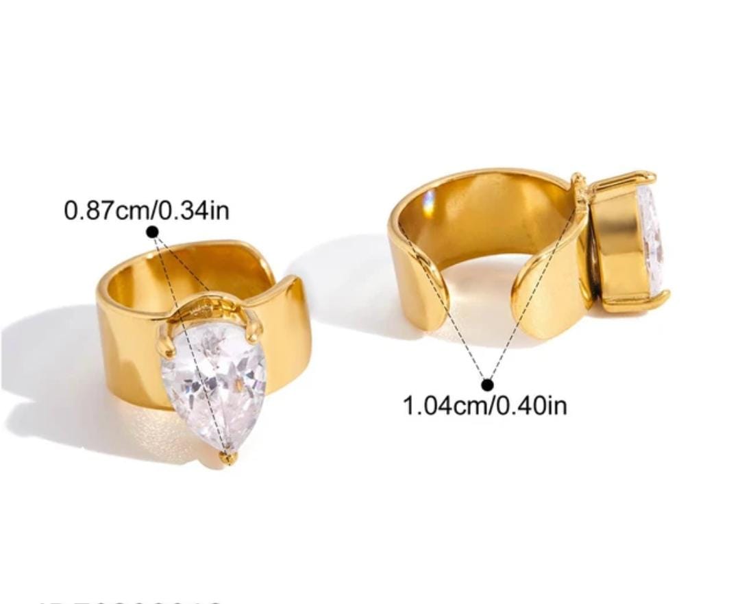 Pear-Cut Crystal Gold Ear Cuff