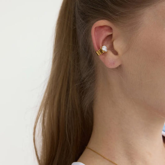 Pear-Cut Crystal Gold Ear Cuff