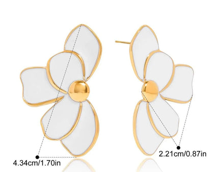 Enamel Petal Statement Earrings