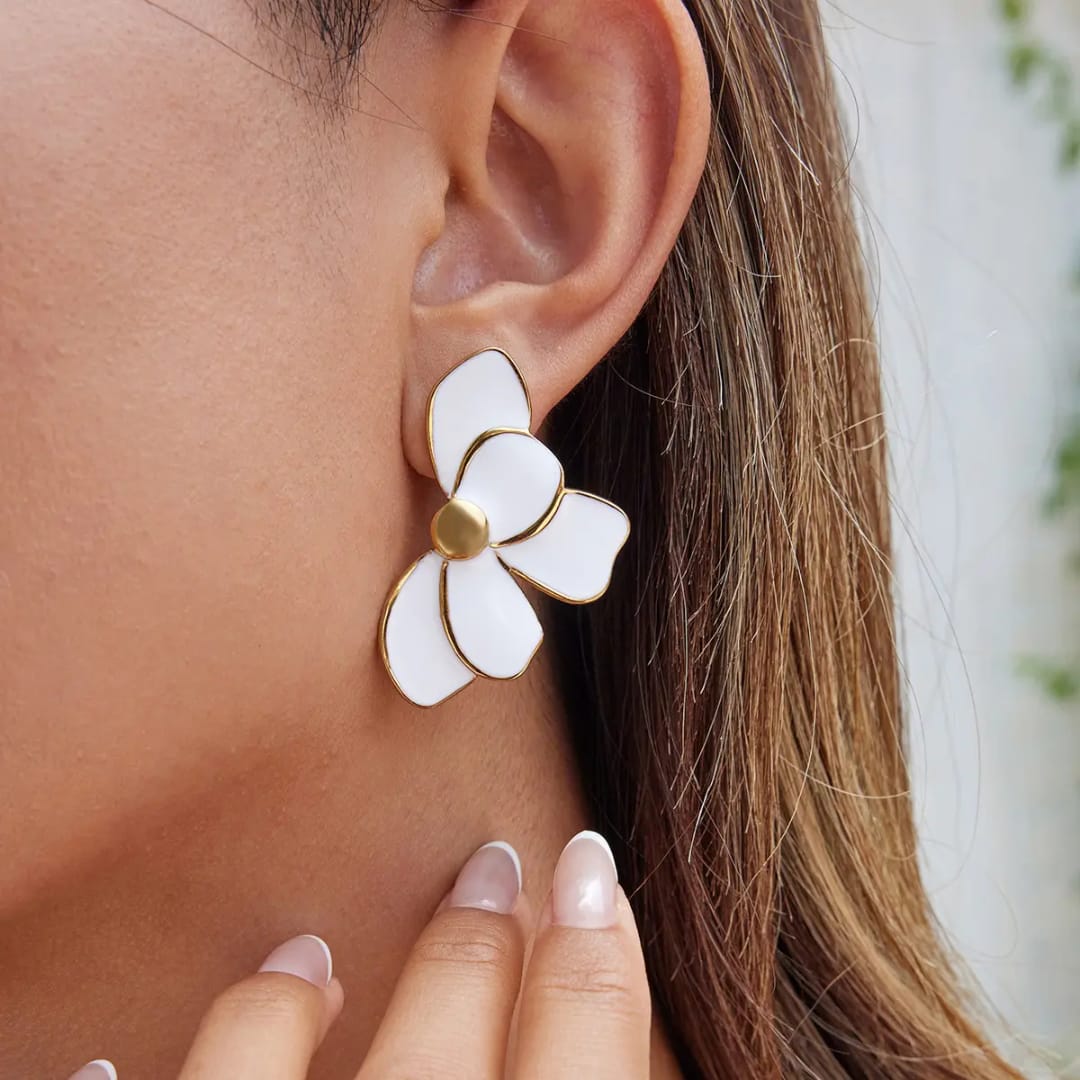 Enamel Petal Statement Earrings