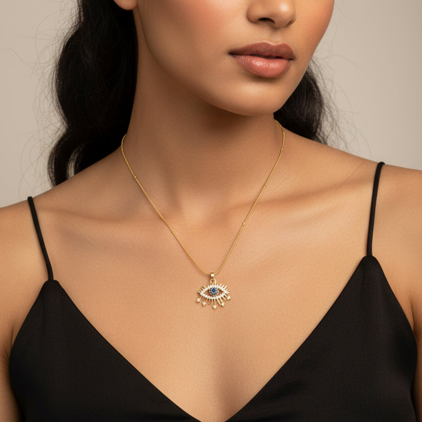 Golden Evil Eye Pendant Chain