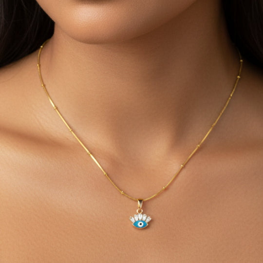 Gold small Evil Eye Pendant Chain