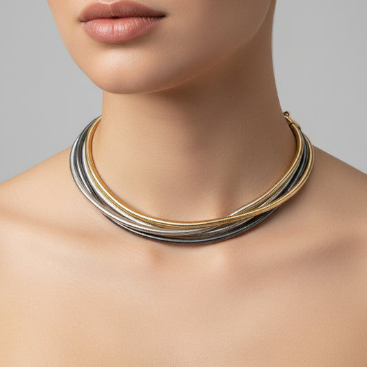 Triple tone twisted rope  Necklace