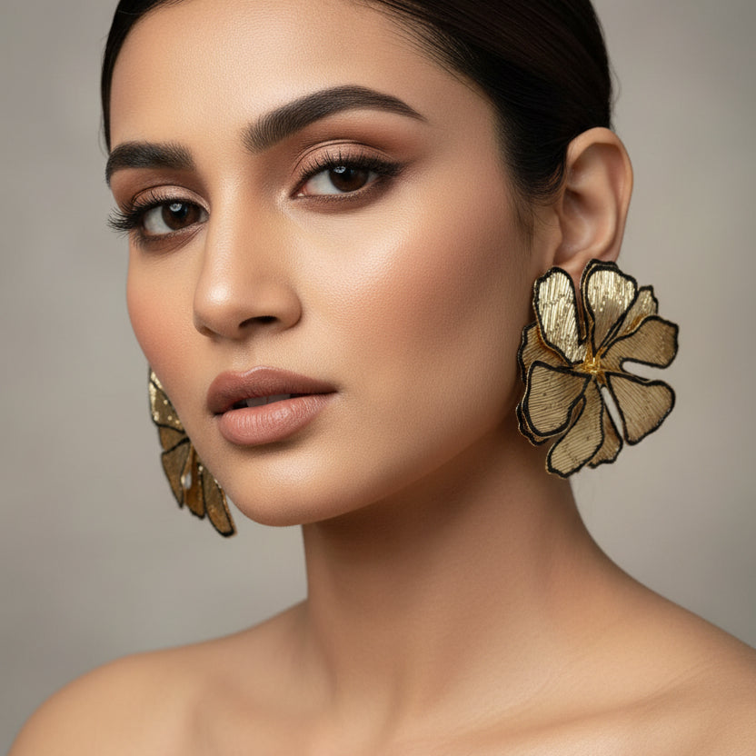 Black gold statement  Earrings