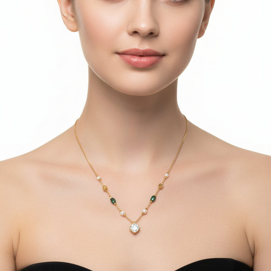 Pearl Chain with solitaire pendent I Chain Only