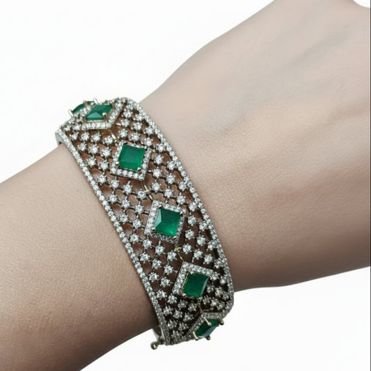 Emerald CZ Statement Bracelet I Mehndi gold