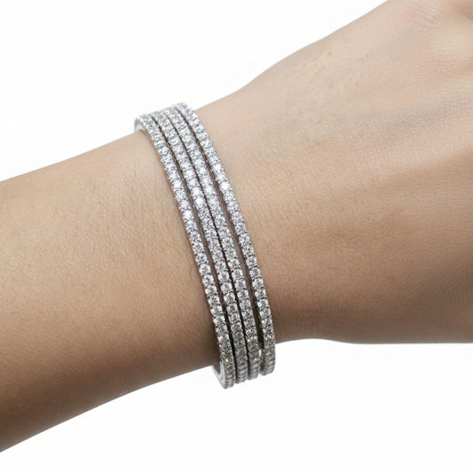 Luxury Multi-Row AD Bangles I 4 Bangles I Silver Finish