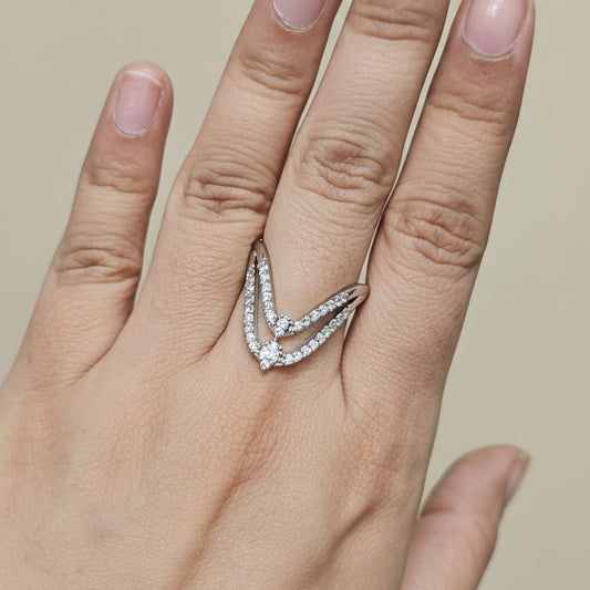 Elegant Double V CZ Ring