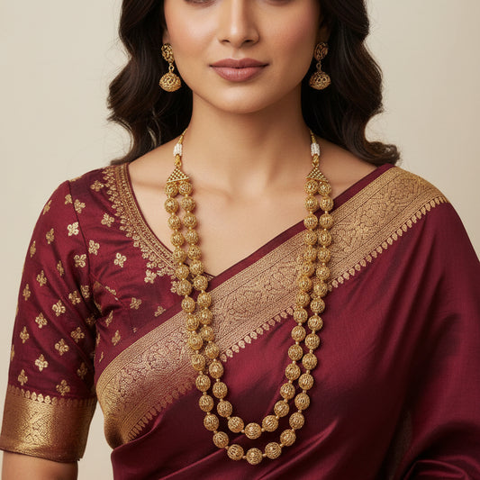 Double layer Gold bead Mala