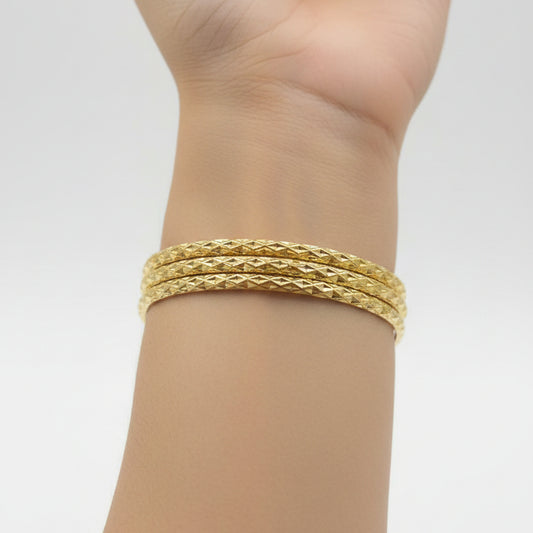 Textured gold bangle I Set of 3