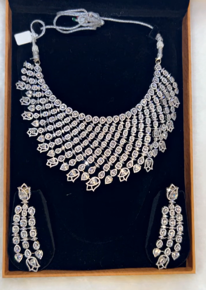 Radiant Cascade Diamond Necklace Set