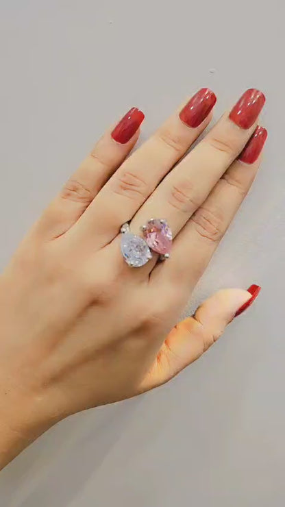 Dual Teardrop Crystal Ring