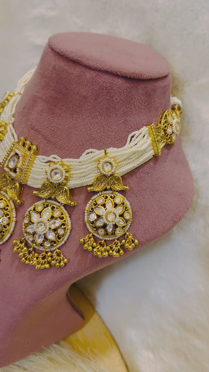 Regal Pearl Kundan Choker Set