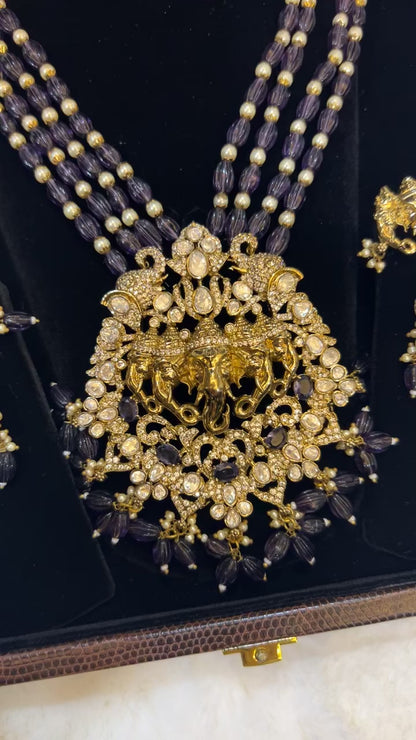 Royal Amethyst Kundan Ganesh ji  Necklace Set